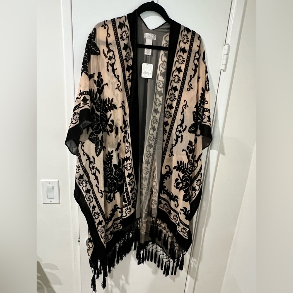 Free People Nightbird Kimono in Black Combo One Size
